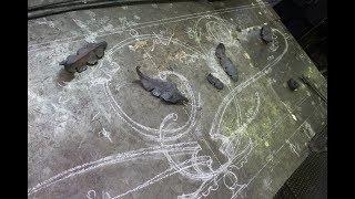 Blacksmithing. Forged leaves making