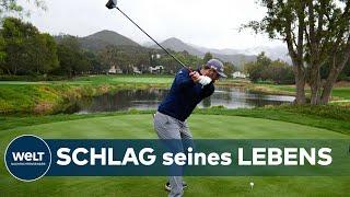 JON RAHMS GOLF-ZAUBERSCHLAG: Golfball tanzt auf dem Wasser zum Ass