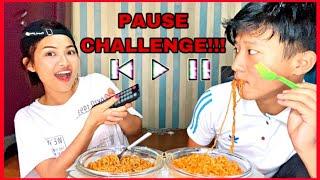 PAUSE CHALLENGE while eating noodles and pasta!!! WHO PAUSE BETTER???