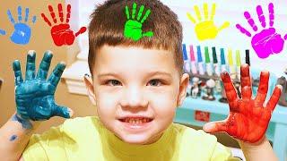 Caleb Pretend Play Finger Painting Pictures with New Kids Painting Toys!