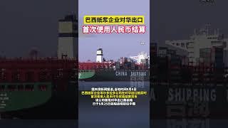 巴西纸浆企业对华出口首次使用人民币结算#东南卫视 #海峡新干线 #人民币 #巴西