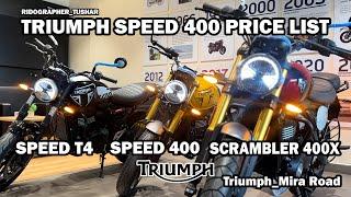 Triumph Speed Price List | Speed T4 | Speed 400 and Scrambler 400X | Ridographer Tushar | Mira Road