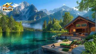 Sweet Nature Sounds | Relaxing Lakeside and Mountain View 4K | Stop Thinking and Reduce Stress