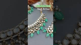 Sea green necklace | Sea green jewelry | Kundan jewellery #jewelleryset #artificialjewellery #shorts