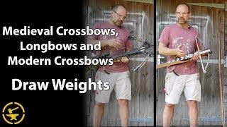 Draw weights of medieval crossbows, longbows and modern crossbows