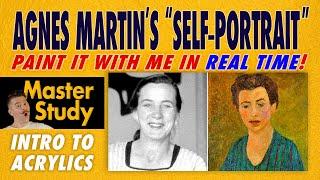 Paint Agnes Martin's "Self-Portrait" (c.1947)! – Master Study – Easy Intro to Acrylic Painting Class