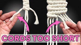 How to ADD MACRAME CORD when cords are TOO SHORT.  Square Knot AND Double Half Hitch Knot.