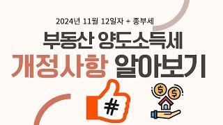 2024년 11월 12일 부동산 양도세, 종부세 개정사항 알아보기!