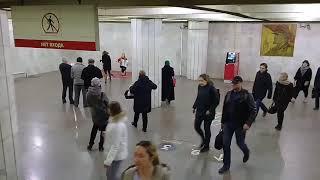 #BibliotekaImeniLenina: Girl playing accordion in the Moscow Metro