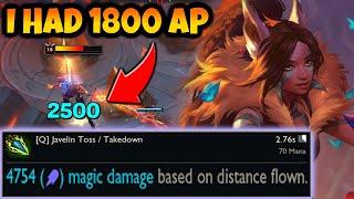 Nidalee but my spear hits for 4750 since I have 1800 AP. (240% AP Ratio on Q?!)