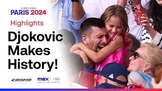 EMOTIONAL Novak Djokovic collapses after beating Carlos Alcaraz for Olympic gold  #Paris2024