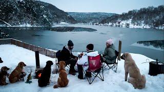 Winter Car Camping in -15°C with 6 Doggies | Stuck in Snow