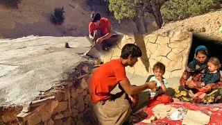 "A determined fisherman with an injured hand finished cementing the roof with the help of his wife"