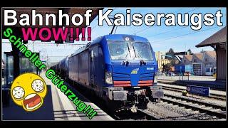 swiss fast freight train! / Züge am Bahnhof Kaiseraugst, Aargau, Schweiz 2020