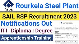 Rourkela Steel Plant Recruiment 2023 || sail apprentice training 2023 || sail apprentice 2023 ||