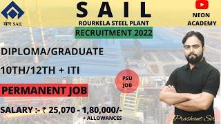 Rourkela Steel Plant Recruitment 2022 | SAIL Recruitment 2022| CTC: 14.7 Lakh |ITI/DIPLOMA/GRADUATE