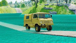 Mobil vs Suspension Bridge #8 - BeamNG Drive