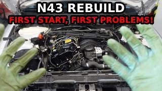 N43 First Start after DIY engine rebuild with bearing damage