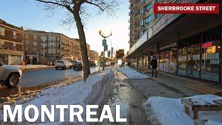 Montreal Walk Tour on Sherbrooke Street during the Sunset February 2021 | Walking in Montreal Canada