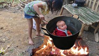 Daily life of a single mother and her two young children