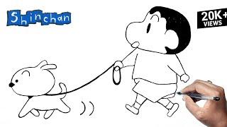 How To Draw Shinchan And Shiro Drawing | Shiro Shinchan Drawing | Shinchan Drawing Step By Step |