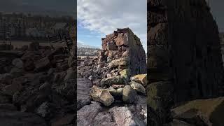 North Berwick harbour wall destroyed by storm.