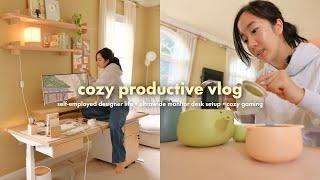 Cozy Productive Vlog | Switching Up My Desk Setup, Ultrawide Monitor, Cozy Gaming, Small Business