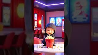 Popcorn Explosion! Tiny Ninja Slices a Popcorn Bucket! #shorts #ytshorts