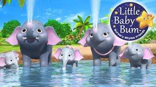 Five Elephants Having a Wash | Nursery Rhymes for Babies by LittleBabyBum - ABCs and 123s