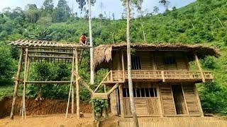 Build a two-story bamboo house for a kitchen, Survival Bushcraft ... p1