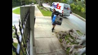 FedEx Guy Throwing Computer Monitor into a HOUSE...