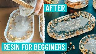 HOW TO MAKE A RESIN TRAY Using A Mold + DIY COASTERS! FOR BEGINNERS STEP BY STEP! with cricut