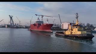 The hull of a ship built by Marine Projects sailed to Norway