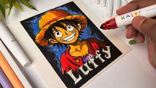 Draw With Me - One Piece Luffy Drawing,  Brush Pen Drawing 