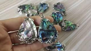 Nature Stone Abalone Shell Pendants Charms Beads