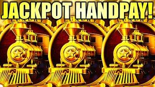 JACKPOT HANDPAY! RED GRAND TRAIN + GOLD TRAIN  CASH EXPRESS LUXURY LINE (ARISTOCRAT GAMING)