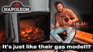 The Napoleon Elevation ELECTRIC fireplace review!! ( It's the same size as the GAS model!! )