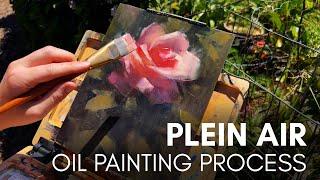 Plein air painting a rose | Rose oil painting process