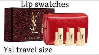 YSL Travel Size Rouge Pur Couture Lipstick swatches