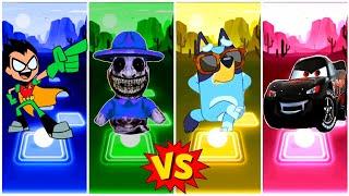 Teen Titans Go  Zookeeper  Baby Bluey  Lighting McQueen Car  Tiles Hop EDM Rush Gameplay ....