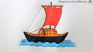 Pal tola Nouka Drawing পালতোলা নৌকা আঁকার সহজ নিয়ম Simple rules for drawing a sailboat