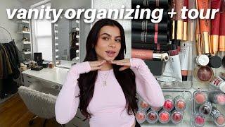 deep cleaning & organizing my MAKEUP VANITY! *satisfying*