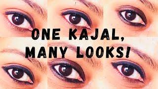 Eye Makeup | How to apply Kajal | Tutorial | Winged EyeLiner | Smokey Eyes | Different Kajal Looks