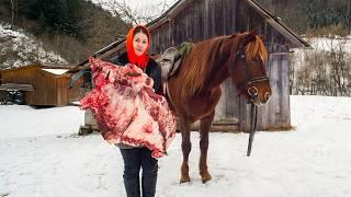 Living Alone in the Mountains, She Cooks the Most Insane Smoked Ribs!