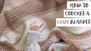 Super Cozy Crochet Striped Blanket - How to Crochet a Striped Blanket Using the Moss Stitch