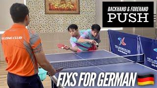 Ti Long fixes Backhand & Forehand Push technical errors for German  students | Tutorial