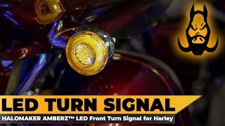 HOGWORKZ® HALOMAKER AMBERZ™ LED Front Turn Signals for Harley-Davidson® | 1157 Base, Bullet Lens