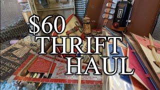 Vintage Sewing THRIFT HAUL - Unboxing Antique Store Knitting and Sewing Supplies Thrift Shopping