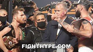 CANELO VS. CALEB PLANT FULL WEIGH-IN, HEATED FACE OFF, & FIERY AFTERMATH