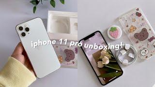 unboxing iphone 11 pro silver  + cute accessories, 256 gb, setup and camera test